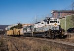 Delaware Lackawanna local freight train PO-74 gets underway eastbound at the University of Scranton 